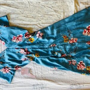 Blue summer dress with floral pattern